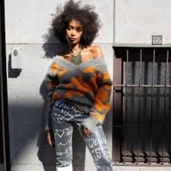 H&M Studio A/W 2021 Chunky-Knit Acrylic V-Neck Jumper Sweater Oversized Small - Picture 4 of 11